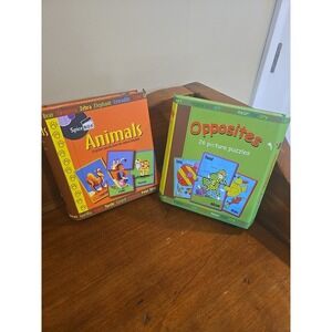 Opposites & Animals Puzzles:Picture Puzzles Book Spice Box Preschool - Lot Of 2